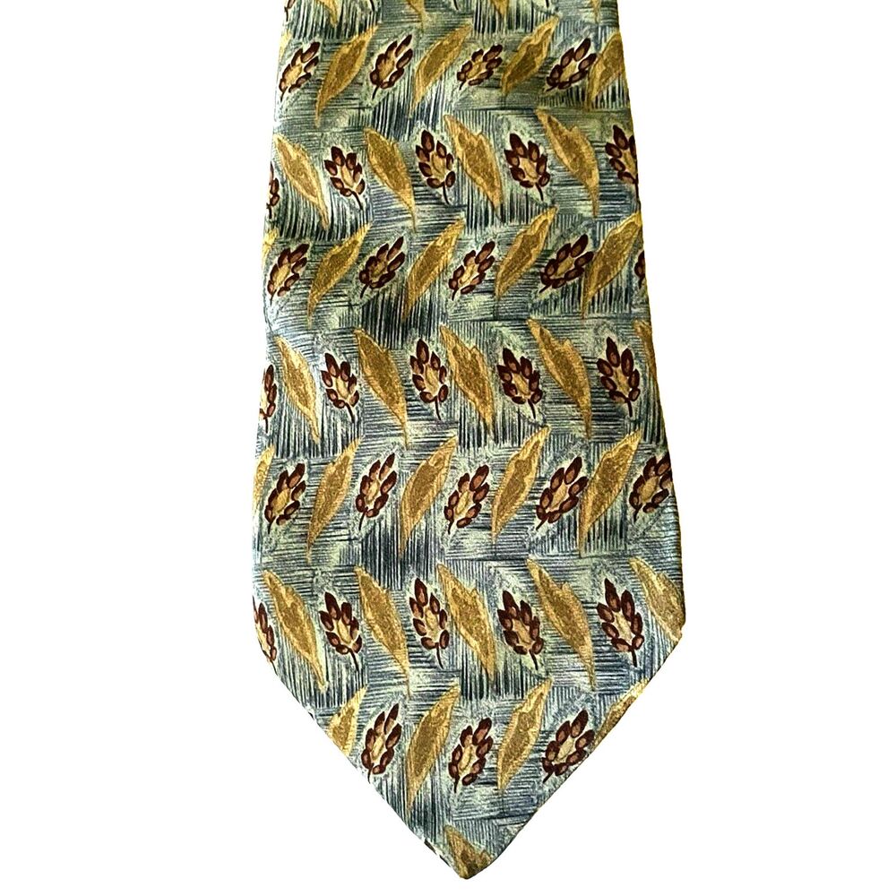 Peter Thomas by Superba Tie Grain Wheat Leaf Italian Silk Gorpcore Farm Nature